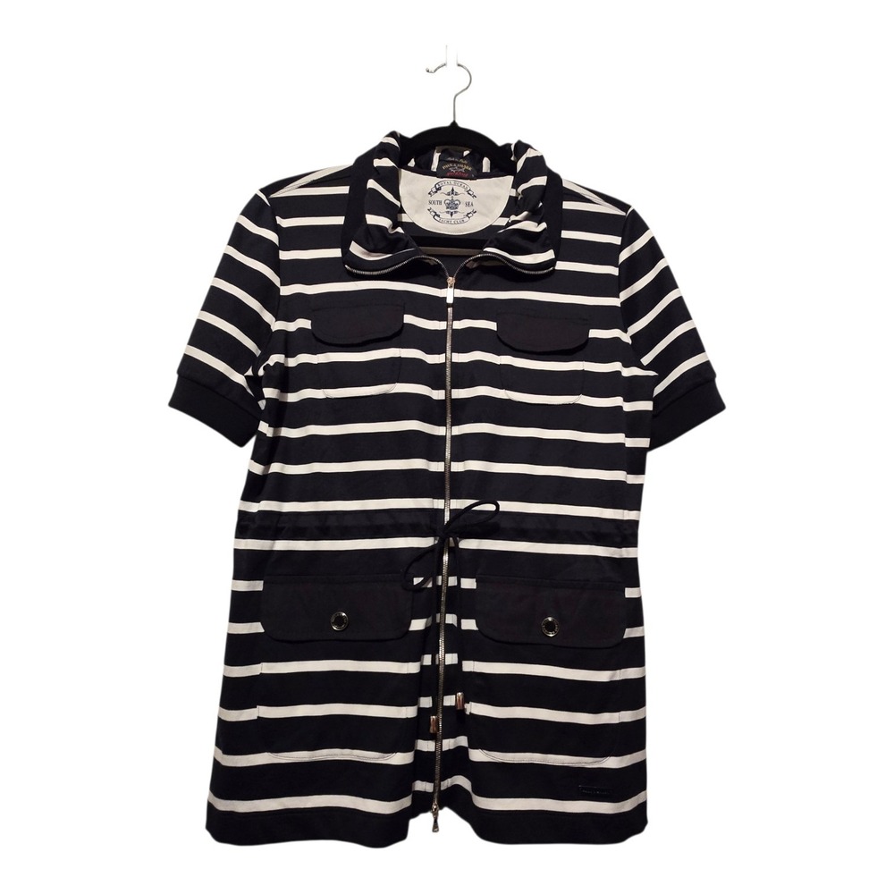 Paul & Shark Yachting Striped Jacket Top Women MED Navy Stretch Luxury Nautical
